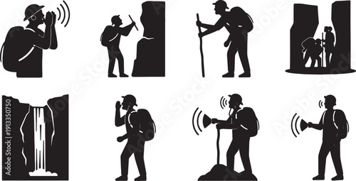 Explorer Using Sound for Navigation Silhouettes Set of Six