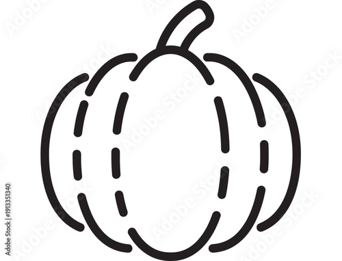 Pumpkin line icon in black outline style, simple autumn squash symbol isolated on white background for harvest, Halloween, Thanksgiving, farm market and food apps