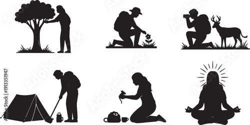 Explorer Showing Respect for Nature Silhouettes Set of Six