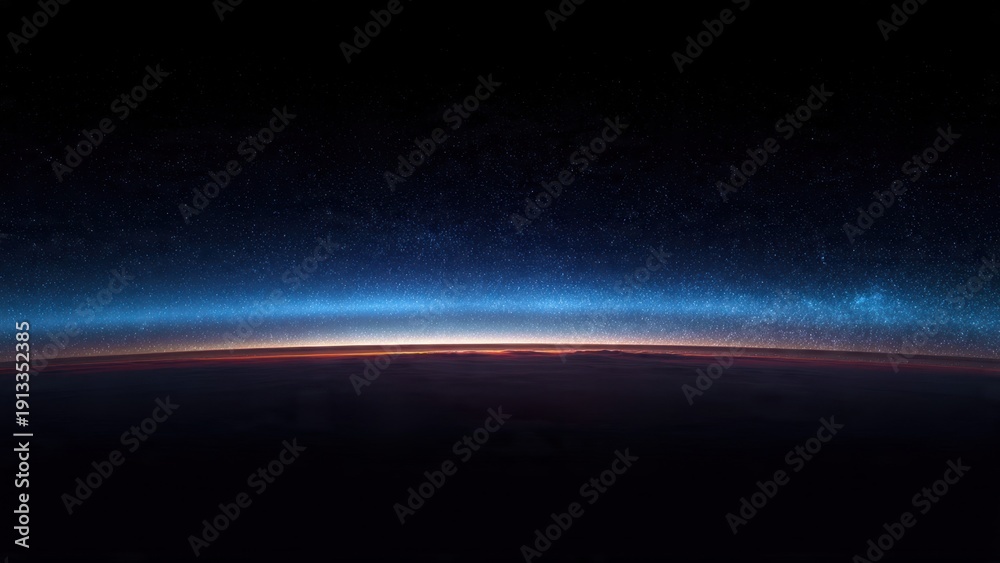 Fototapeta premium Earth's Horizon from Space with Stars
