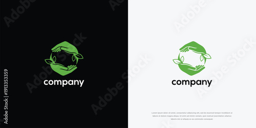 Green Hands Logo Eco-Friendly Company Branding.