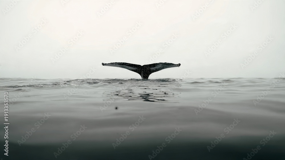 Fototapeta premium Humpback Whale Tail in Ocean Water