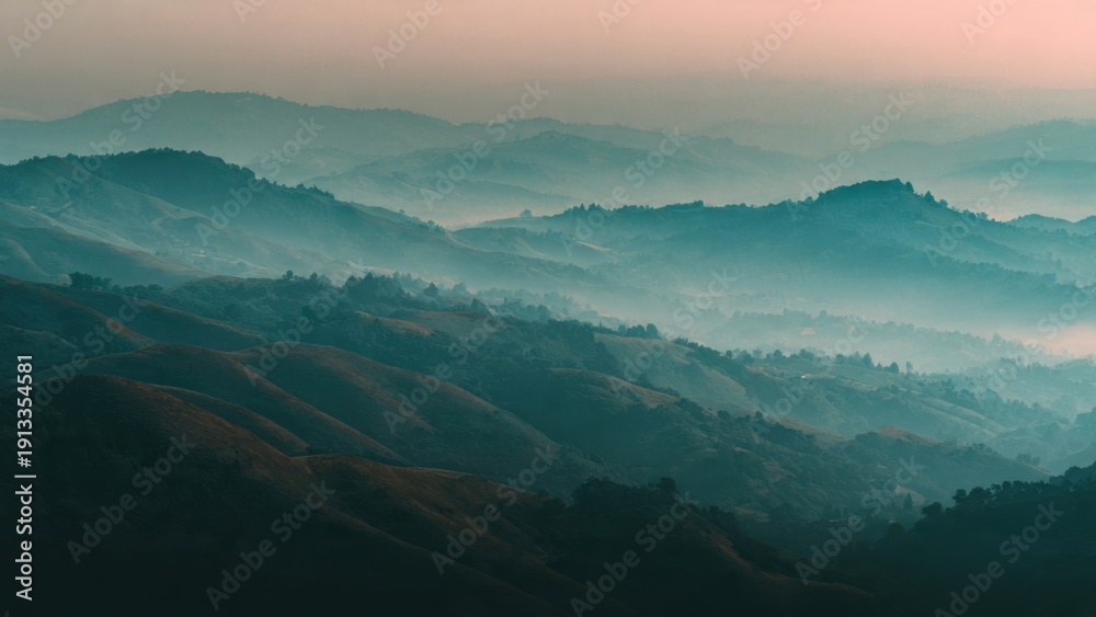 Fototapeta premium Misty Mountain Ranges Landscape