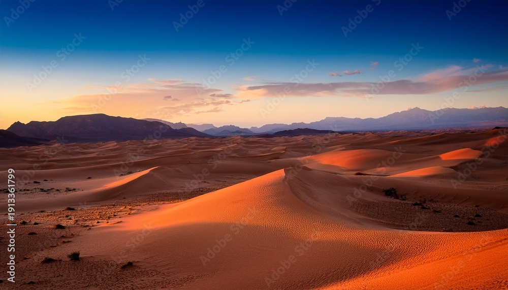 Fototapeta premium Desert Plateau At Dusk A Desert Plateau At Dusk With The Sky Tu