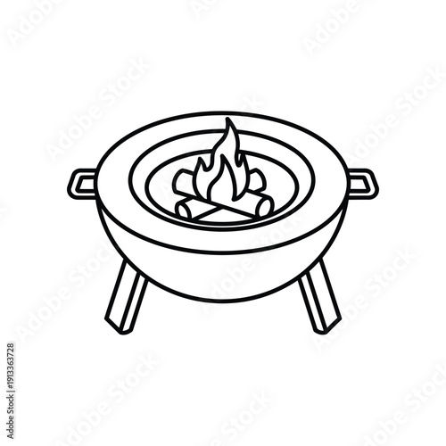Simple illustration of a traditional brazier with a small fire burning inside