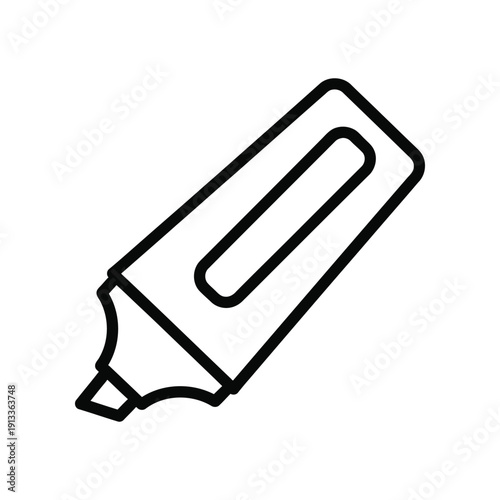 Minimalist line drawing of a highlighter pen with a transparent yellow marker tip
