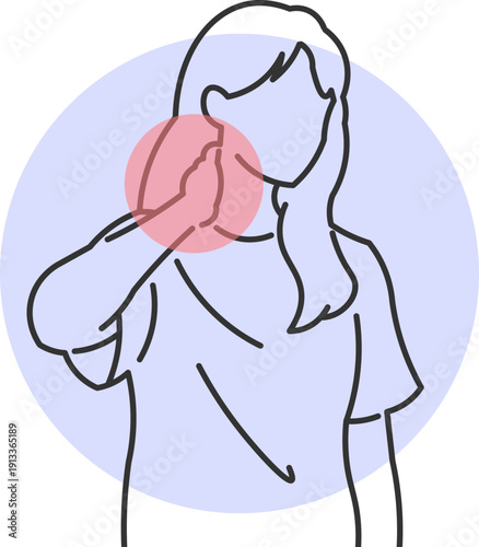 Illustration of a woman experiencing intense neck pain