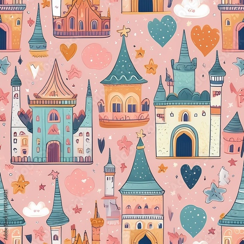 fairy tale castle and princess