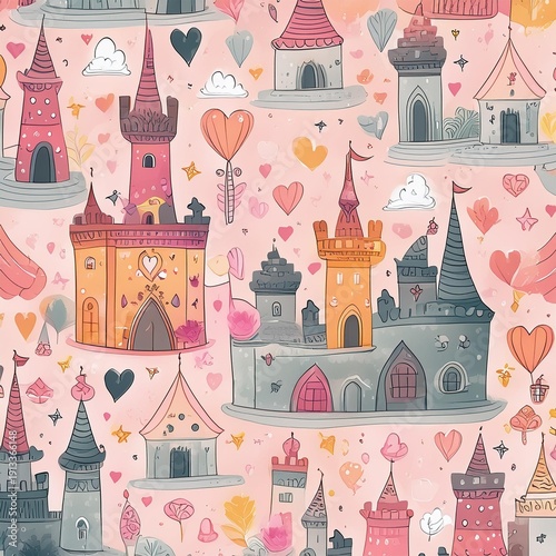 fairy tale castle and princess