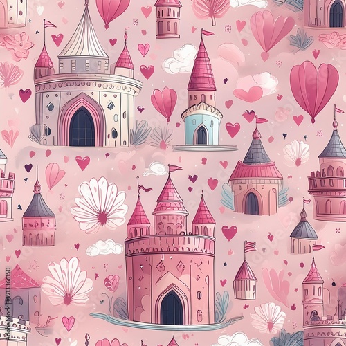 fairy tale castle and princess