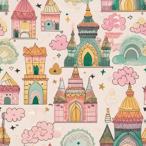 fairy tale castle and princess