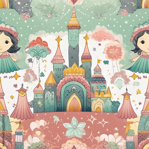 fairy tale castle and princess