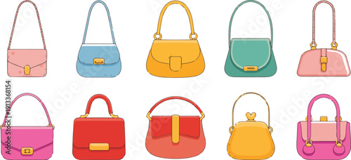 Women Handbag Vector Set  Stylish Purses, Shoulder Bags and Fashion Accessories