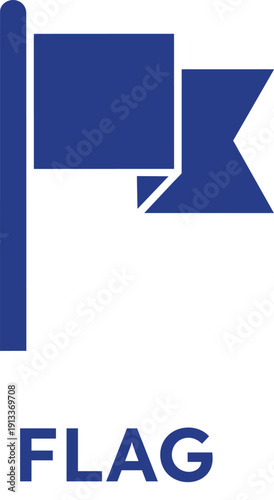 A blue flag icon with a rectangular and triangular shape on a transparent background