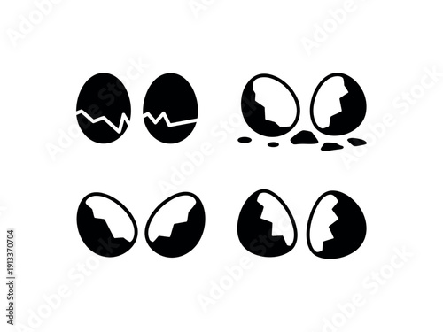 Black and White Broken Egg Illustrations
