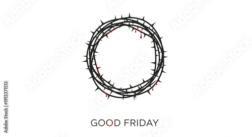 Crown of Thorns with Good Friday Text Illustration.