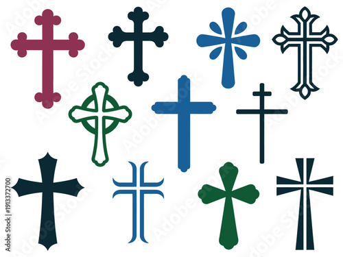 Colorful Cross Symbols in Various Styles