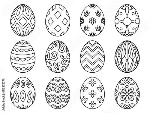 Decorative Easter Eggs with Various Patterns