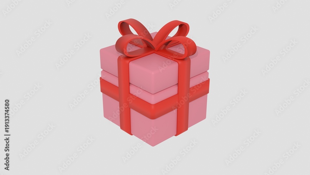 Fototapeta premium Red gift box with red ribbon bow illustration
