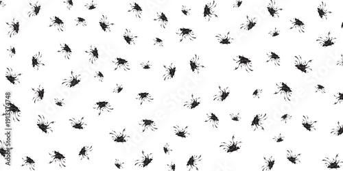 Abstract pattern of stylized flying insects or moths on a white background
