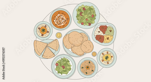 Assortment of Middle Eastern Dishes A Colorful Culinary Journey.