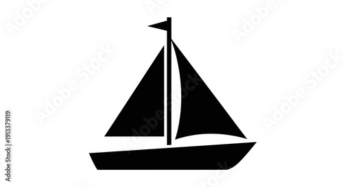 Sailboat Silhouette Graphic Illustration Design Element.