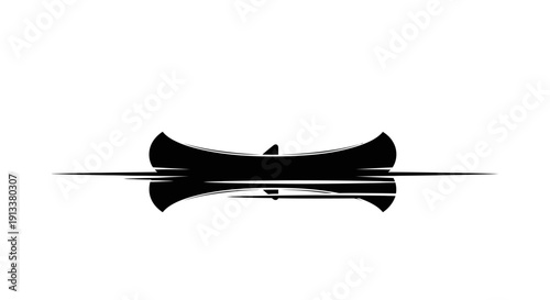 Sleek Black Canoe on Calm Water Surface.