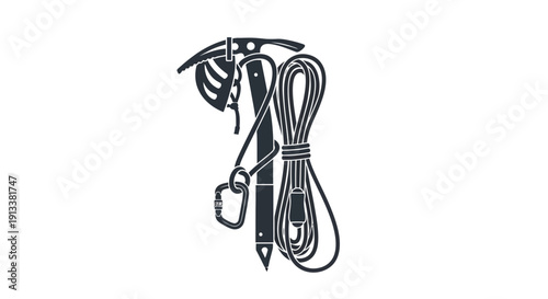 Climbing Equipment Rope Carabiner Harness Illustration.