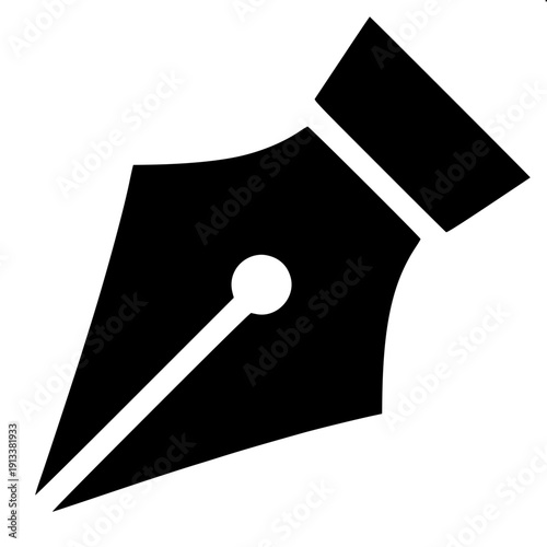 Hand writing with pen silhouette icon, monochrome black flat vector, clean minimal symbol, isolated on white background.