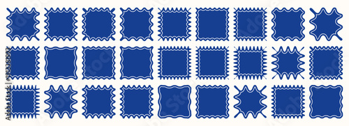 Wavy organic rectangle set with wiggly frames, bubbles, and soft curved shapes. Suitable for modern cards, text highlights, and creative layouts