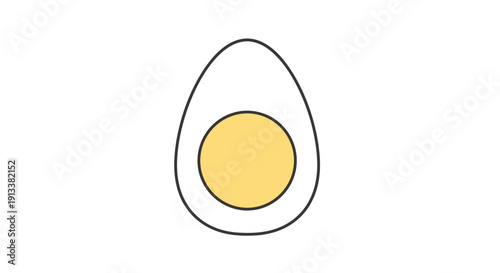 Simple Line Drawing of a Halved Egg.