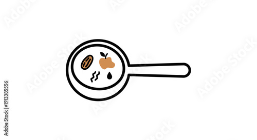 Frying Pan with Food and Spices Inside.