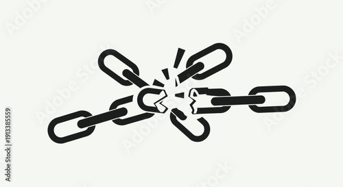Broken Chain Links Illustration Isolated White.