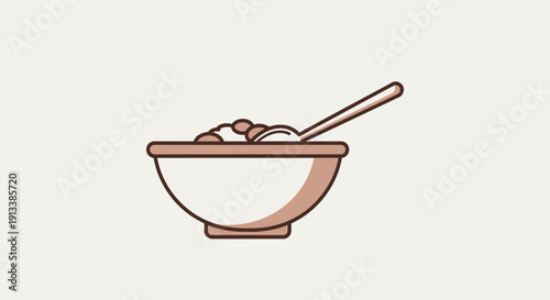 Bowl of Oatmeal with Spoon Inside.