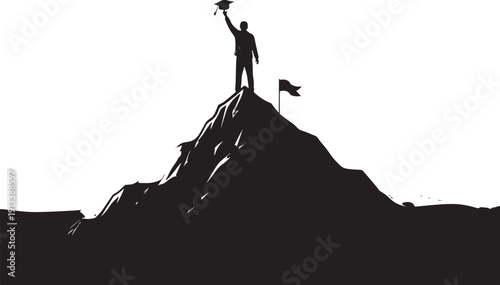 A diploma scroll with an upward trending arrow, symbolizing the growth, progress, and positive trajectory resulting from academic achievement.