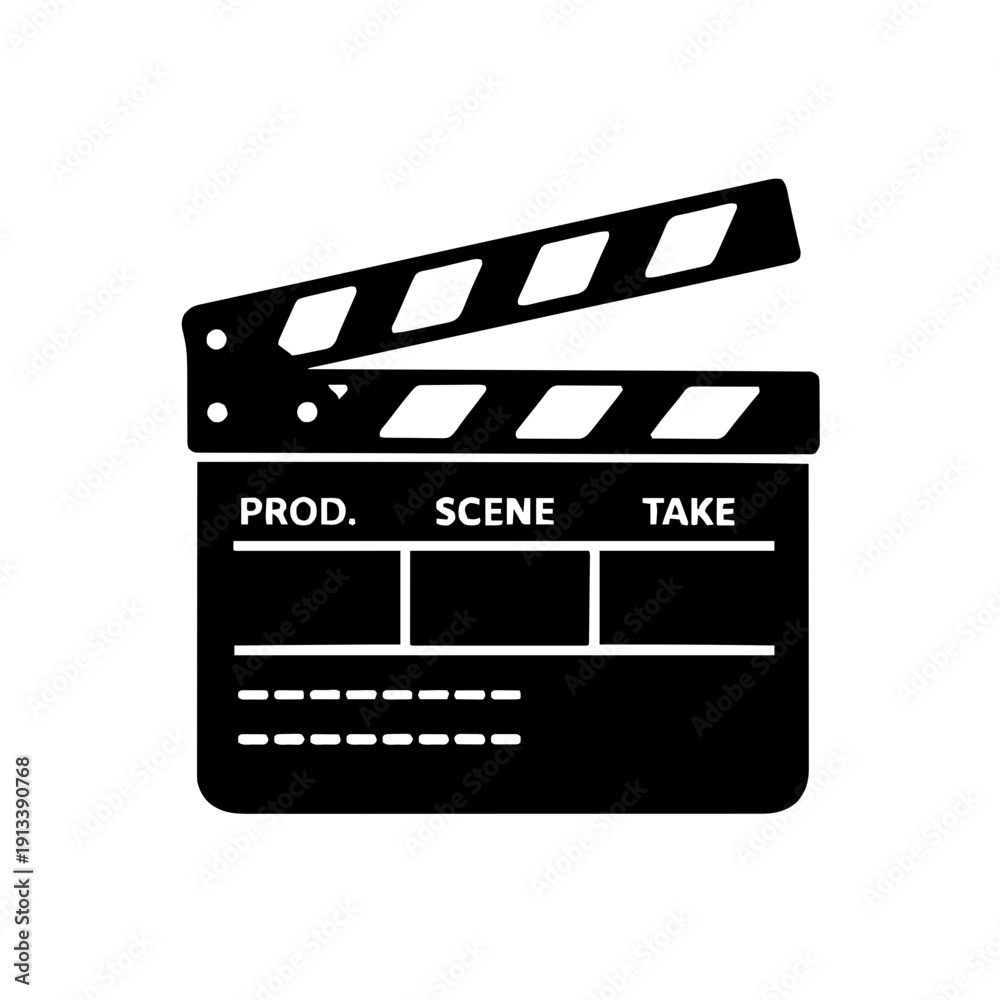 Obraz premium movie clapper board vector, movie clapperboard silhouette vector icon, movie clapper board vector logo