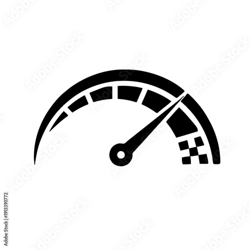 Black and white silhouette of Motorcycle speedometer vector icon on white background