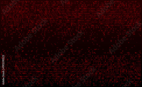 Crimson Binary Distortion - Abstract Cybersecurity Breach and Data Surveillance Stream