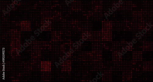 Crimson Halftone Breach - Cyberpunk Binary Grid with Surveillance Distortion and Data Void