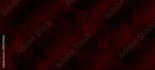 Crimson Halftone Grid - Panoramic Cybernetic Breach and Surveillance Data Stream