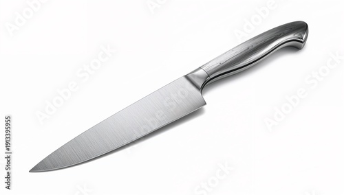 Serrated Bread Knife Isolated on White Background at 45 Degree Angle