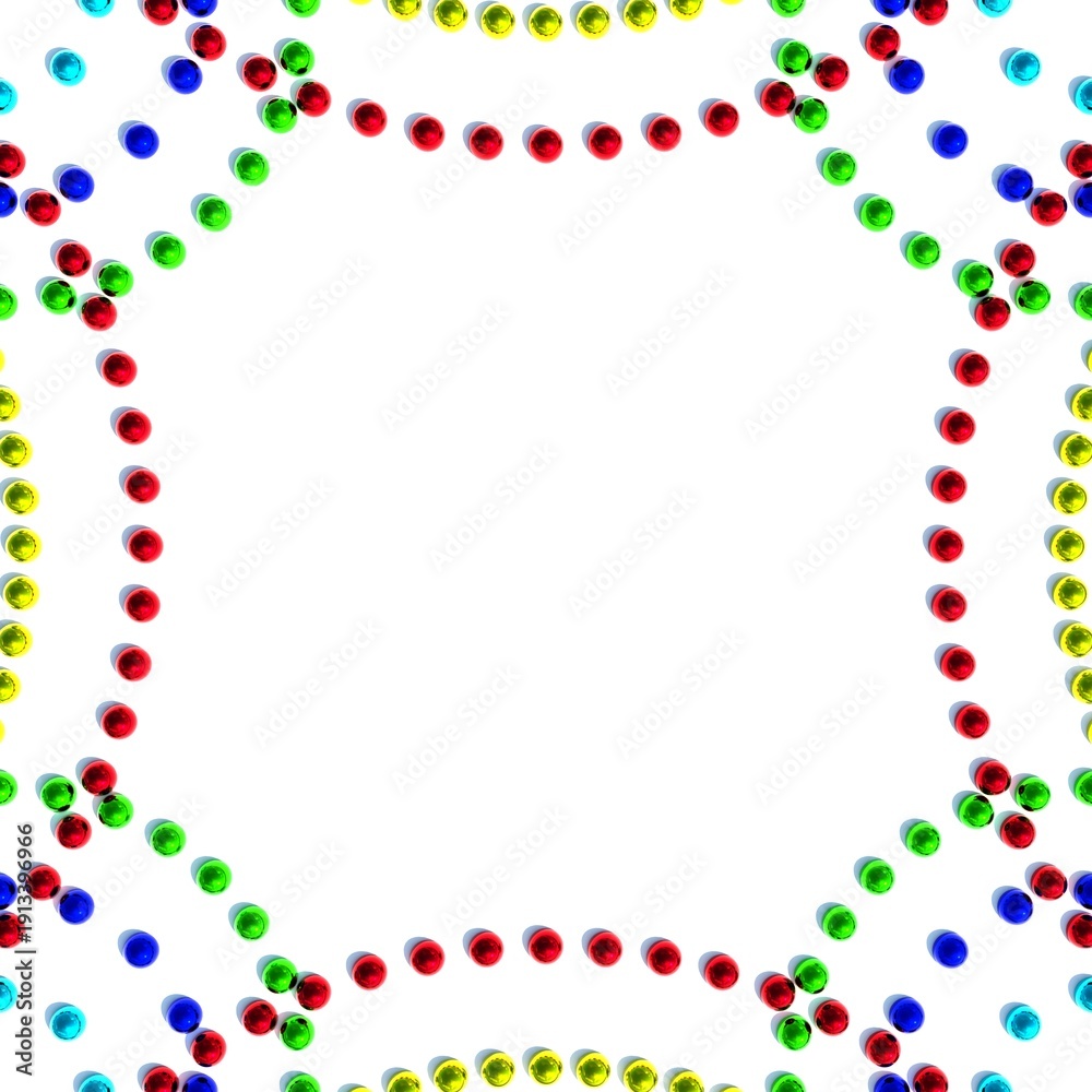 Obraz premium Colorful glossy spheres frame background with copy space