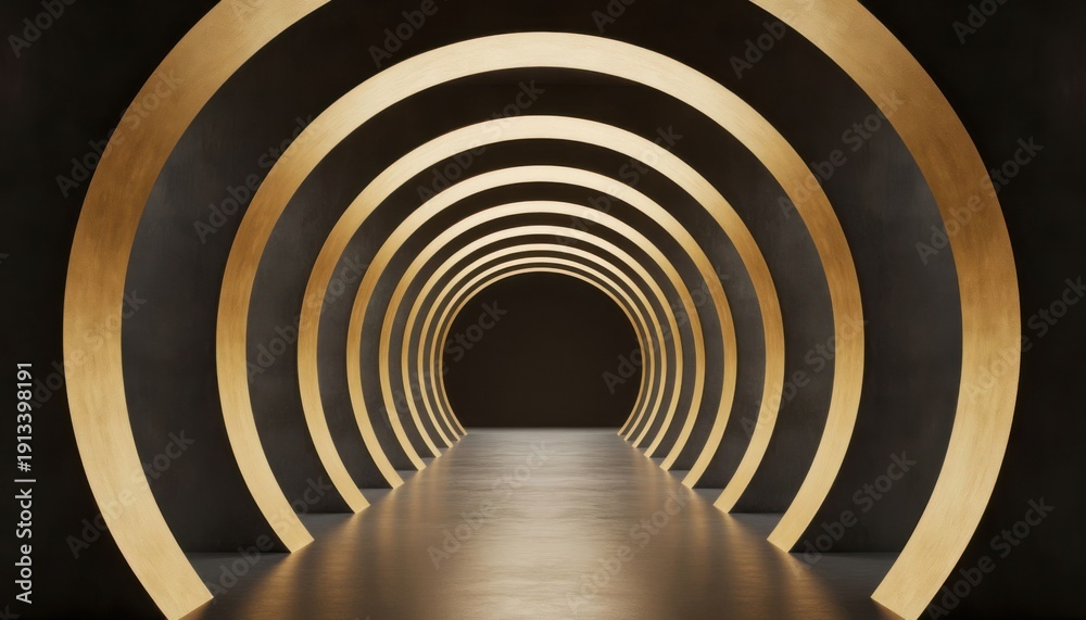 Obraz premium Illuminated Ring Tunnel Interior