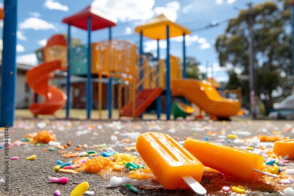 custom made wallpaper toronto digitalPlayful Afternoon at Playground with Melting Popsicles and Colorful Sprinkles