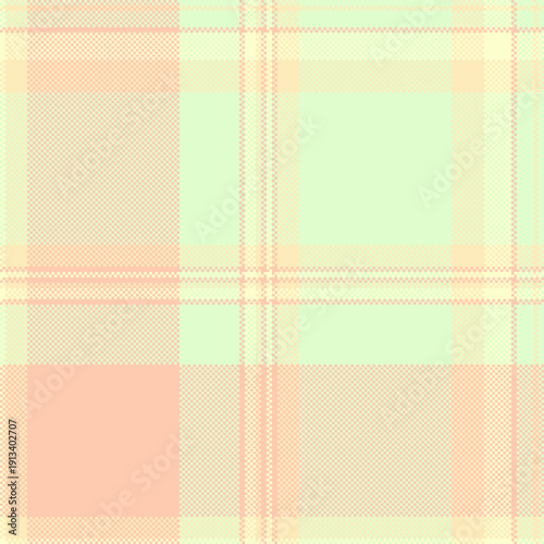 Rag check fabric tartan, sixties texture background textile. Jersey pattern seamless plaid vector in light and orange colors.