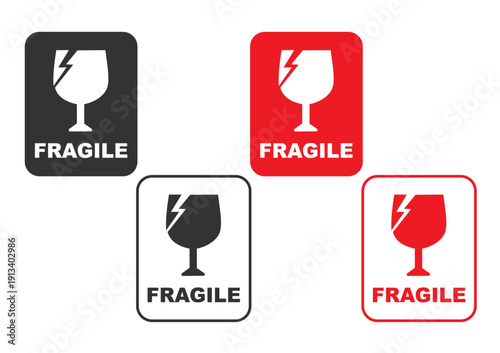 Fragile Icon Using Glass Stock Vector