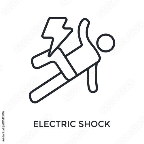 Electric Shock Icon Outline Style. Vector Illustration For Graphic Design