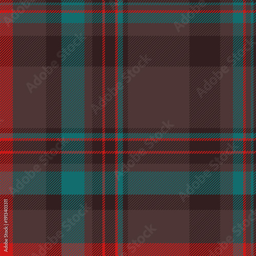 Picture seamless plaid pattern, amazing tartan background fabric. Sewing textile check vector texture in red and dark colors.
