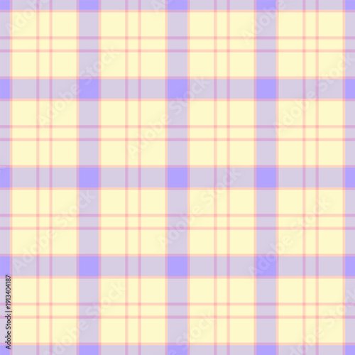 National check texture fabric, pyjamas plaid textile seamless. Mens shirt background pattern tartan vector in light and lemon chiffon colors.