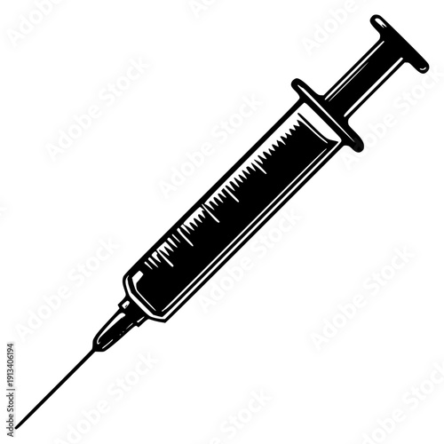Syringe injection medical icon black classic